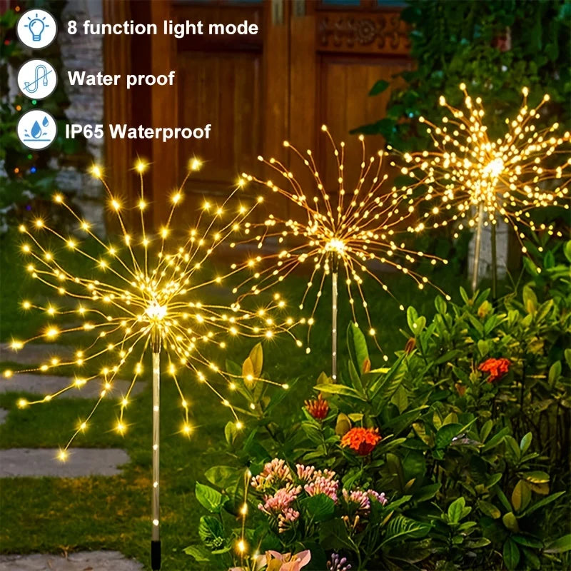 1 Pack Solar Fireworks Lights Outdoor,Holiday Lighting Firework Lights for Garden Patio,Halloween,Christmas,Wedding,Wall Decor