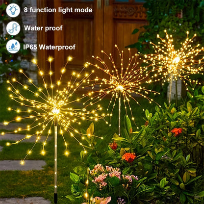1 Pack Solar Fireworks Lights Outdoor,Holiday Lighting Firework Lights for Garden Patio,Halloween,Christmas,Wedding,Wall Decor