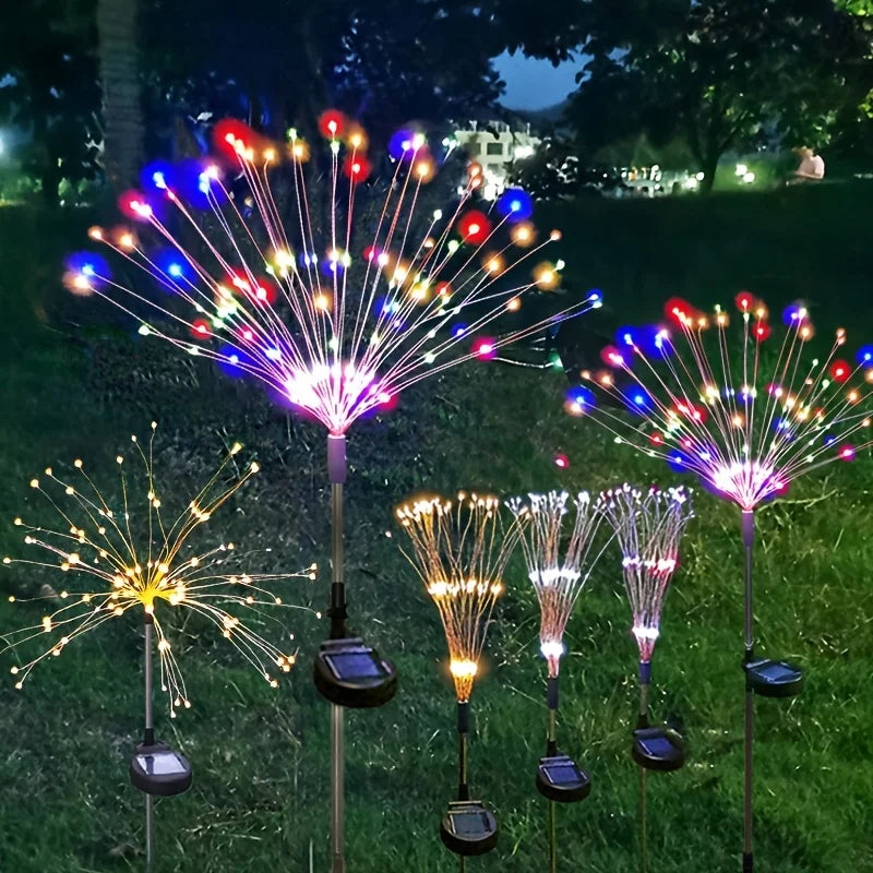 1 Pack Solar Fireworks Lights Outdoor,Holiday Lighting Firework Lights for Garden Patio,Halloween,Christmas,Wedding,Wall Decor