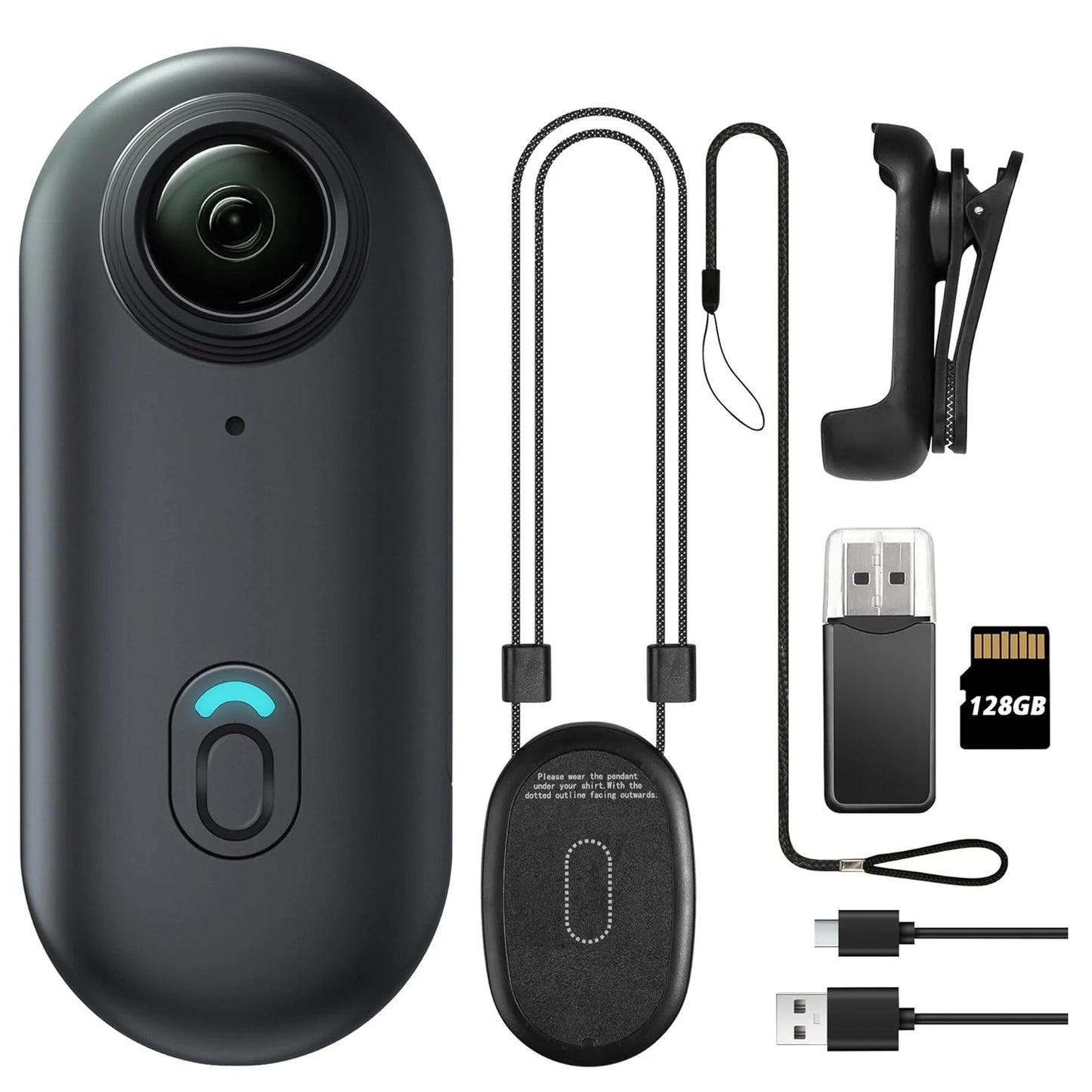 4K 128GB UHD Mini Body Camera Wearable Action Body Cam Thumb Size Hands Free Recording Body Worn Camera, Premium Portable