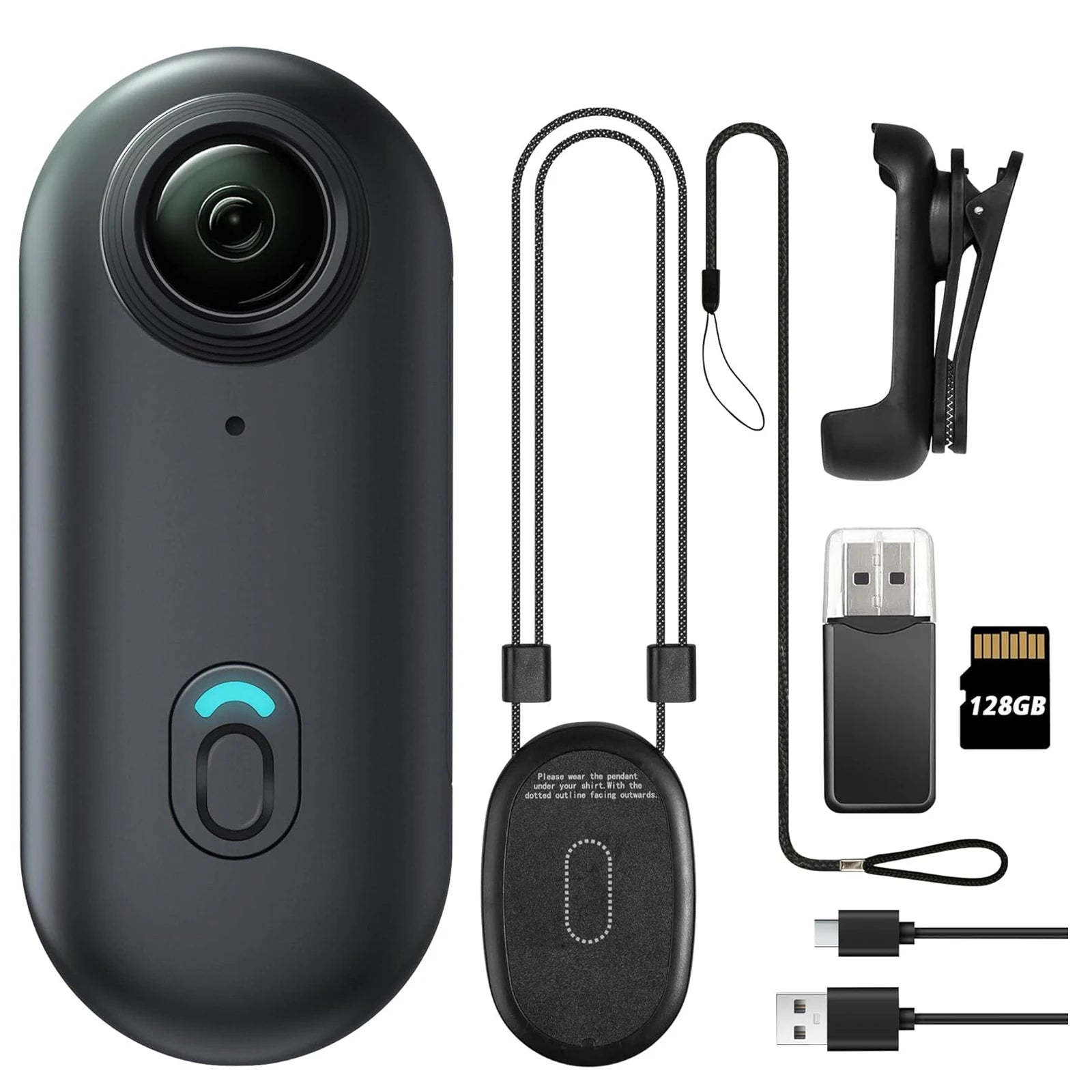 4K 128GB UHD Mini Body Camera Wearable Action Body Cam Thumb Size Hands Free Recording Body Worn Camera, Premium Portable