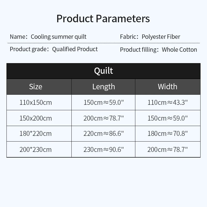 2025 New Japanese Polyester Cotton Quilted Summer Quilt Skin-Friendly Washable Light Luxury Style Solid Color Lightweight