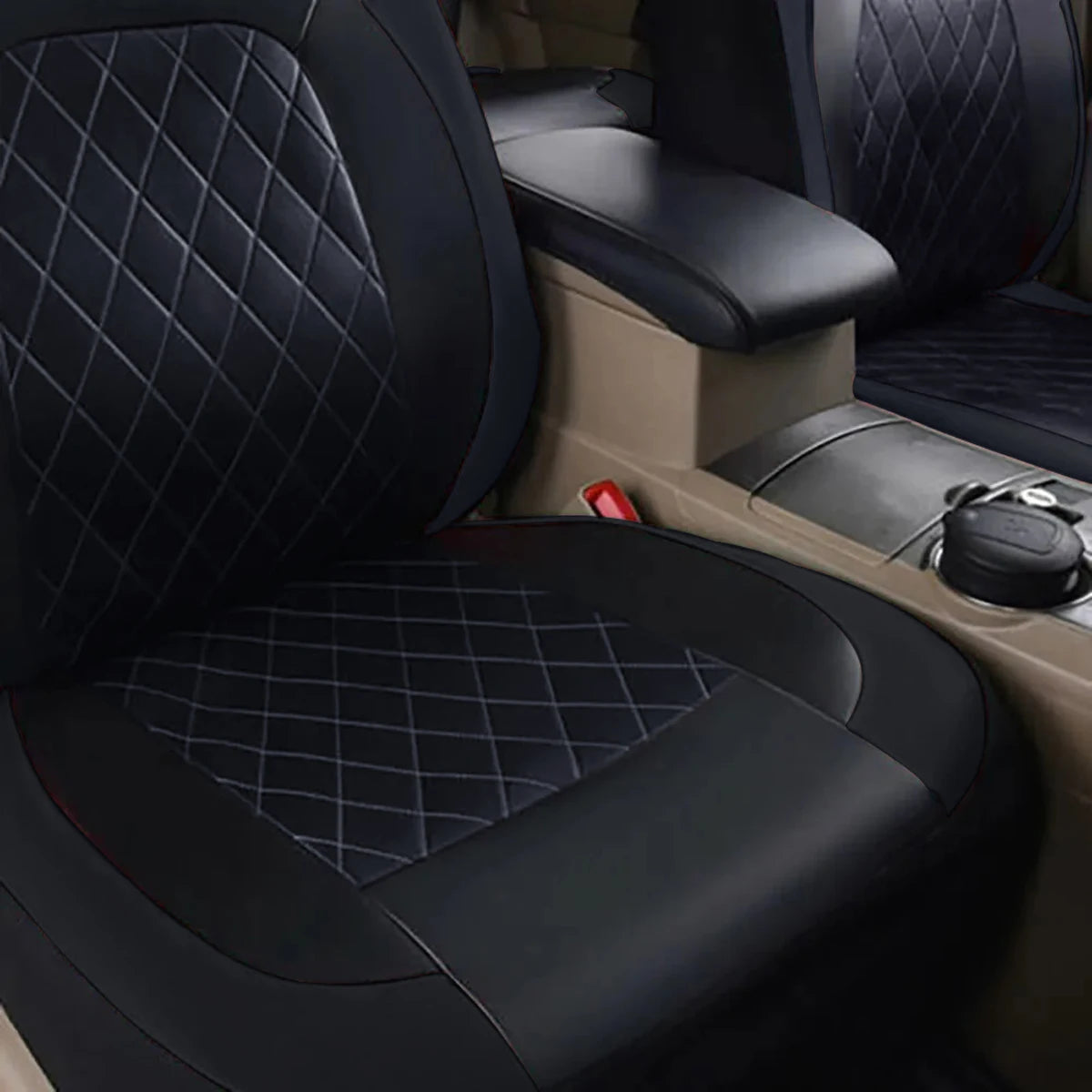 All Season Quited PU Leather Car Seat Cover Full Surrounded Seat Protector Waterproof Universal Fit Sedan Suv Pick-Up Truck Seat